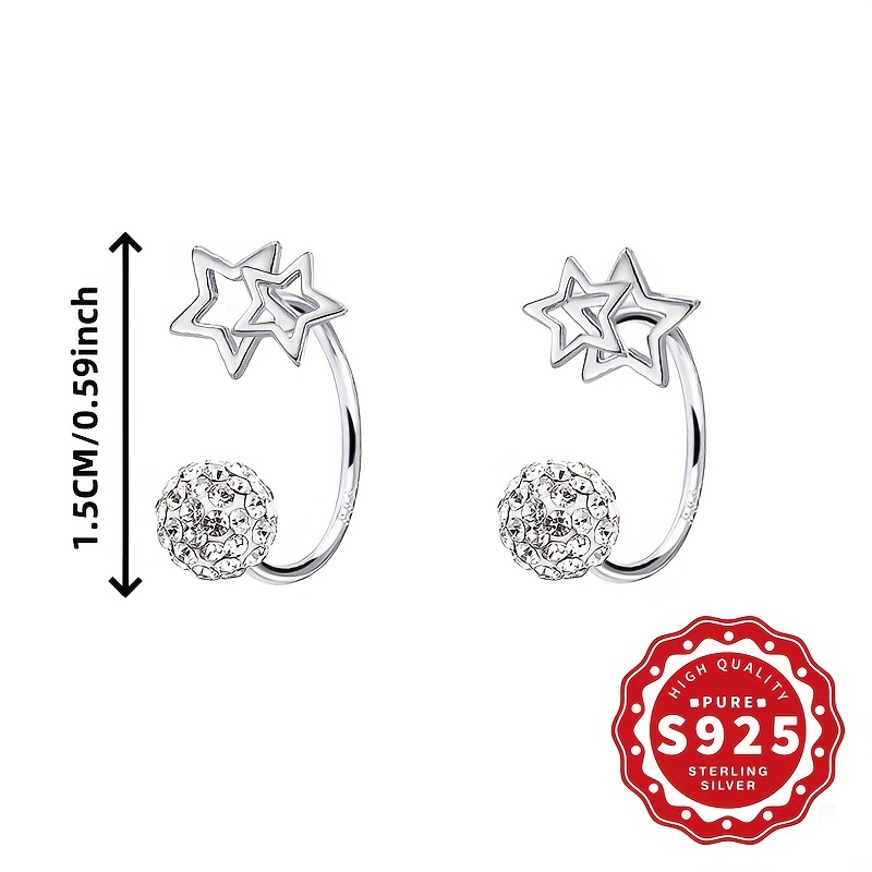 Women's S925 Sterling Silver Hollow Double Star Earrings